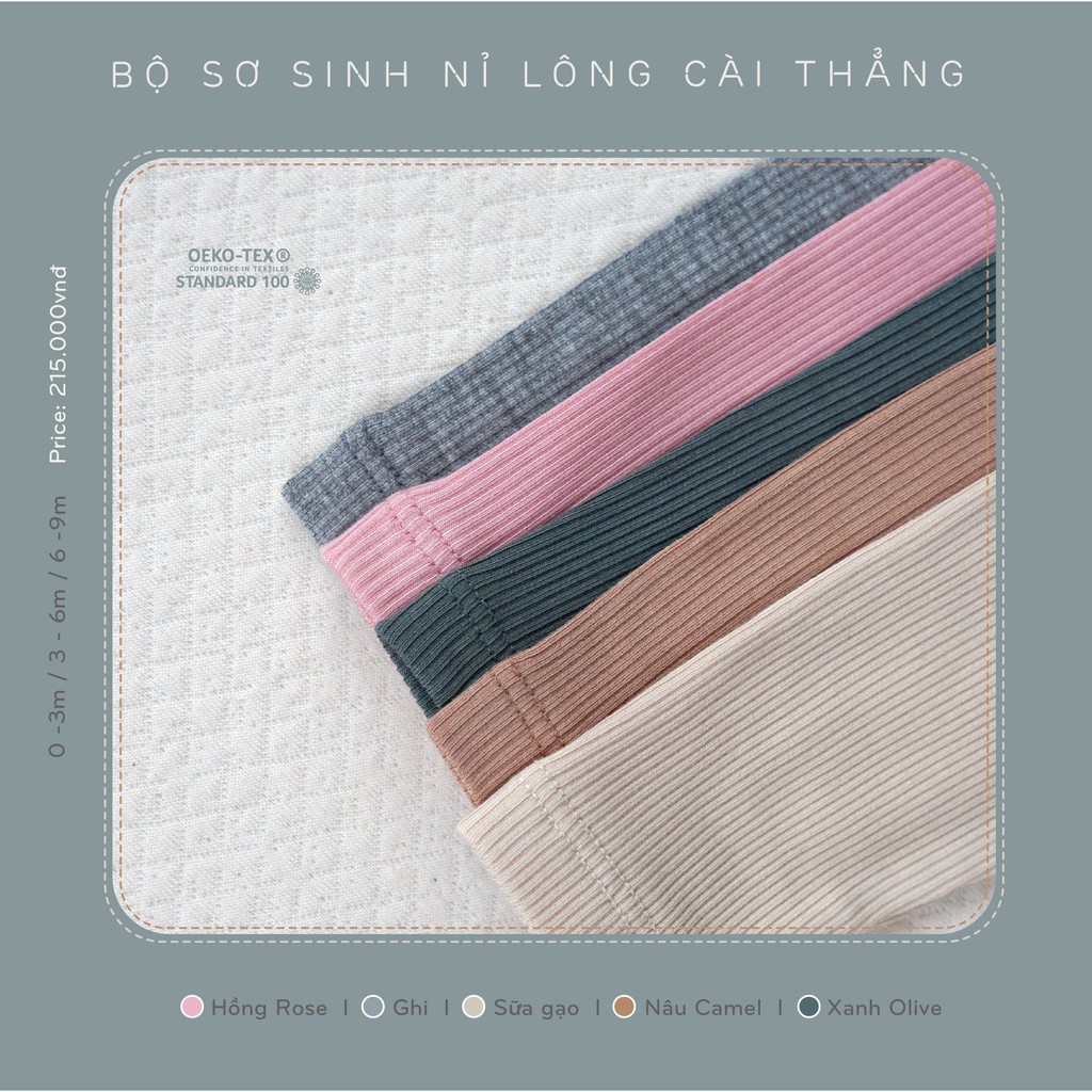 Hrnee Bộ sơ sinh nỉ lông cài thẳng cài chéo mẫu mới 2021