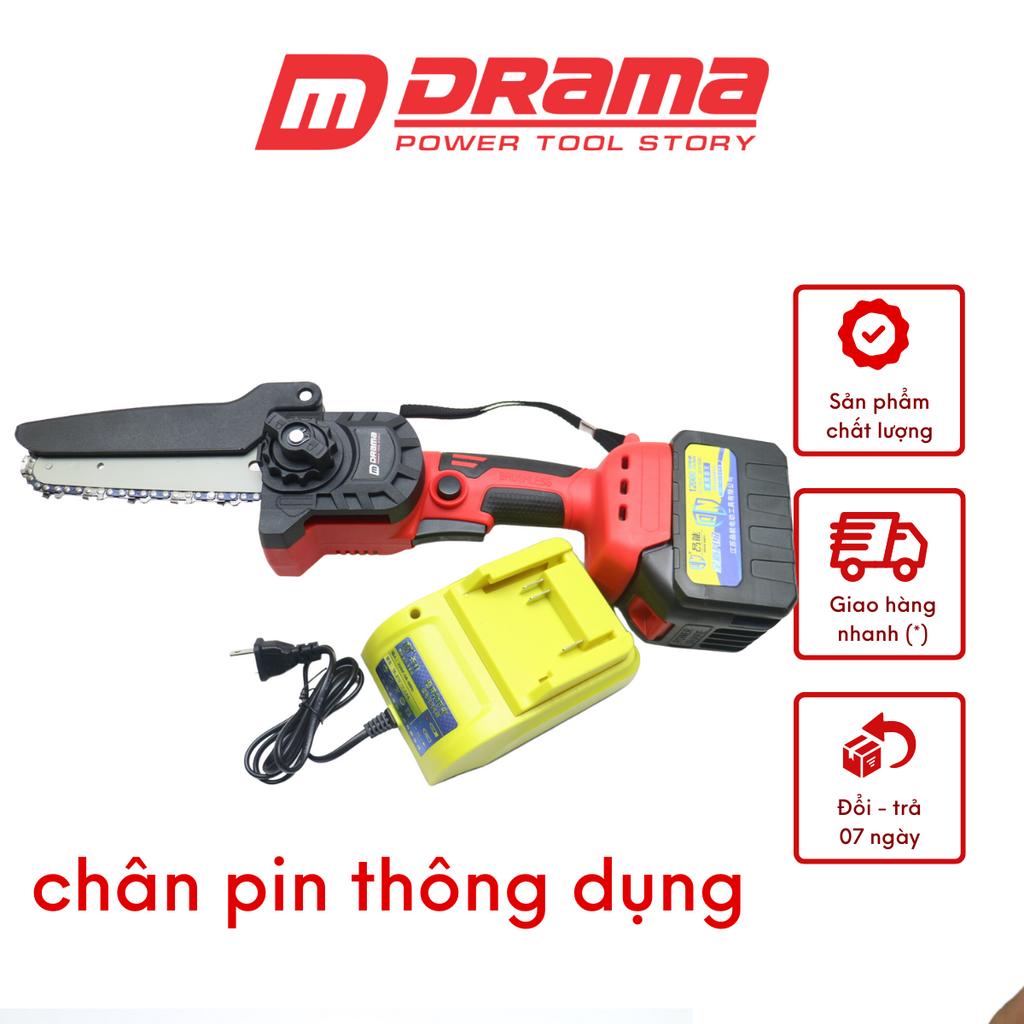 Thân Máy cưa xích dùng pin cầm tay mini 6 inh DRAMA + PIN 15 CELL PINNENG + Sạc Cốc pinneng không chổi than