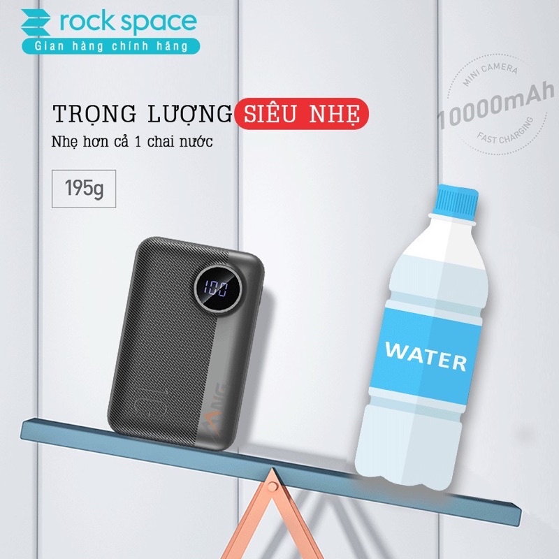 Sạc dự phòng mini ROCK P75 PRO 10.000mAh nhỏ gọn siêu trâu