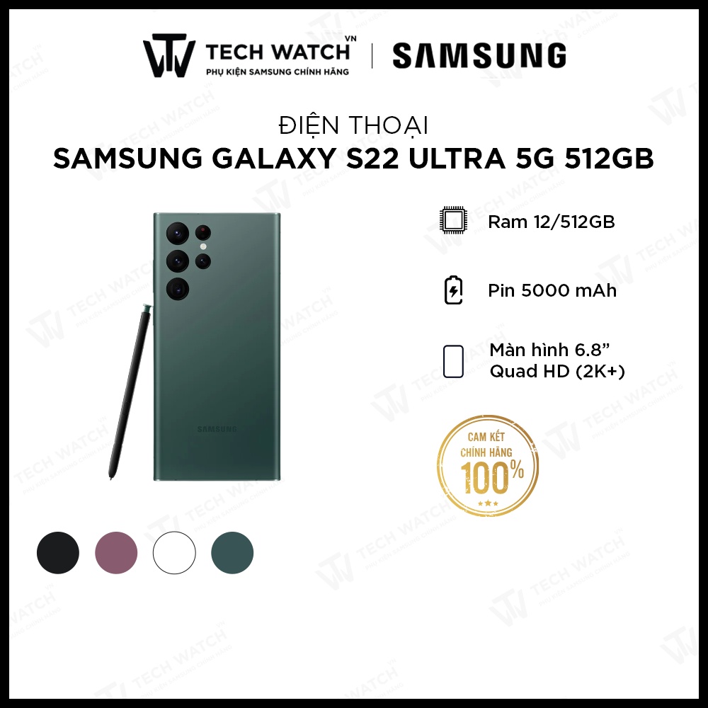 [ Bảo Hành 12T ] - Điện Thoại Samsung Galaxy S22 Ultra 5G - Hàng Chính Hãng - TechWatchVN