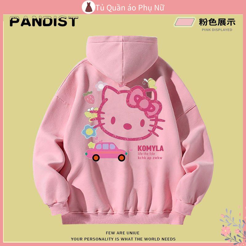 O Kho C Áo Khoác Hoodie Mỏng in Hình Hello Kitty Màu Hồng Ngọt Ngào Dễ Thương Phong Cách Nhật Bản Cho Nữ