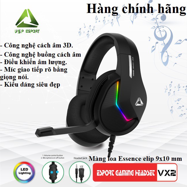 Tai nghe chụp tai Headphone ESPORT GAMING VX2/VX3 7.1 GH6 Plus có mic đàm thoại Gaming/Học online