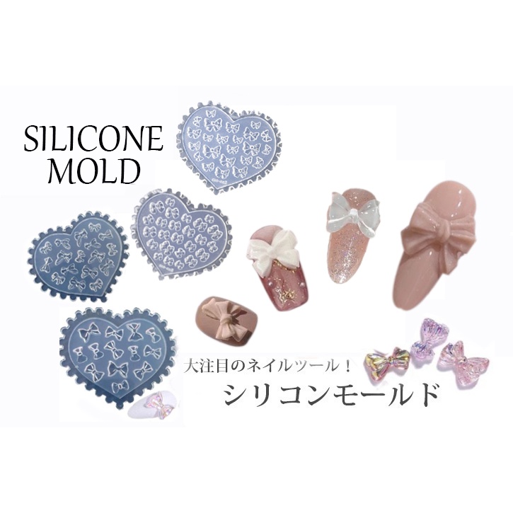 Khuôn silicone trong dẻo nail đắp bột hình nơ