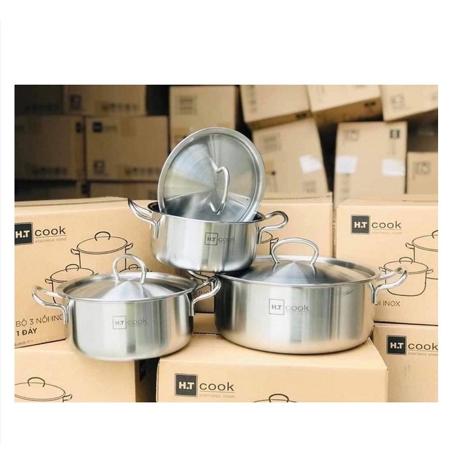 Bộ nồi inox 1 đáy Fivestar H.T cook HT-06DN 3 món nắp inox dùng được bếp từ , gas , hồng ngoại