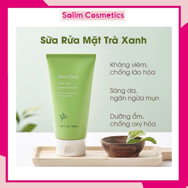 Sữa rửa mặt trà xanh innisfree green tea foam 150ml sáng da dưỡng ẩm chống lão hoá SRM01