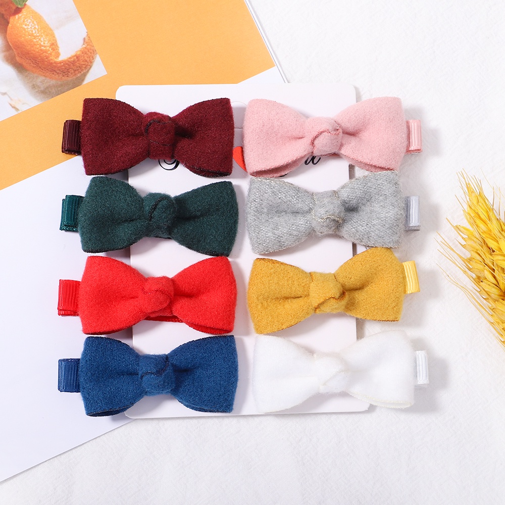 Set 8 kẹp tóc RAINBOW BOWS nơ vải cotton dễ thương cho bé gái