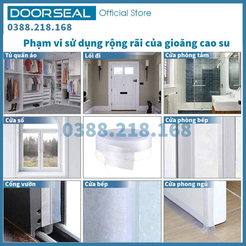 Gioăng,ron cao su chân cửa, ngăn côn trùng, thoát hơi lạnh, bụi hiệu quả, loại 2m (Size 60mm) - DOORSEAL™ (Vietnam)