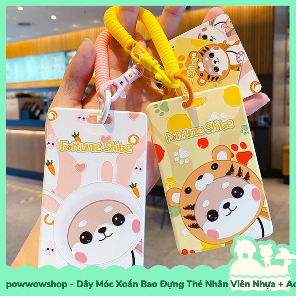 [Sẵn VN - Hỏa Tốc] Dây Móc Khóa Xoắn Lò Xo Bao Đựng Thẻ Nhân Viên Nhựa PC+Acrylic Mẫu Fortune Shibe Shiba Dog