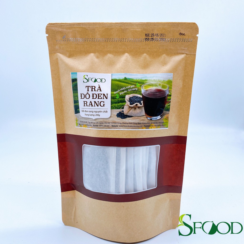 Trà gạo lứt đậu đen đậu đỏ Sfood dạng túi lọc 200 gram, thanh lọc gan, đẹp da, giảm cân