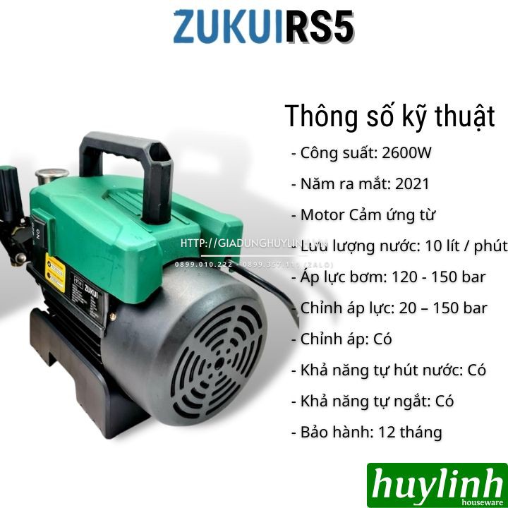 Máy rửa xe chỉnh áp Zukui RS3 [2400W] RS5 [2600W] - Model 2020 [Osaka]