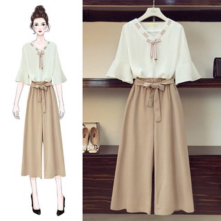 Set Áo Quần Chiffon Ống Rộng Thời Trang Xuân Hè Hàn Quốc Cho Nữ 327 / 327