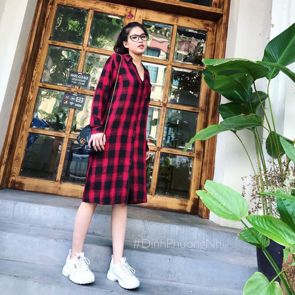 Đầm xuông kẻ dáng dài bầu béo bon chen thoải mái nhé! | BigBuy360 - bigbuy360.vn