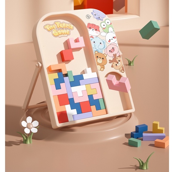 (cỡ lớn) Xếp hình tetris, đồ chơi xây dựng hình khối phát triển tư duy hình học, trí tuệ