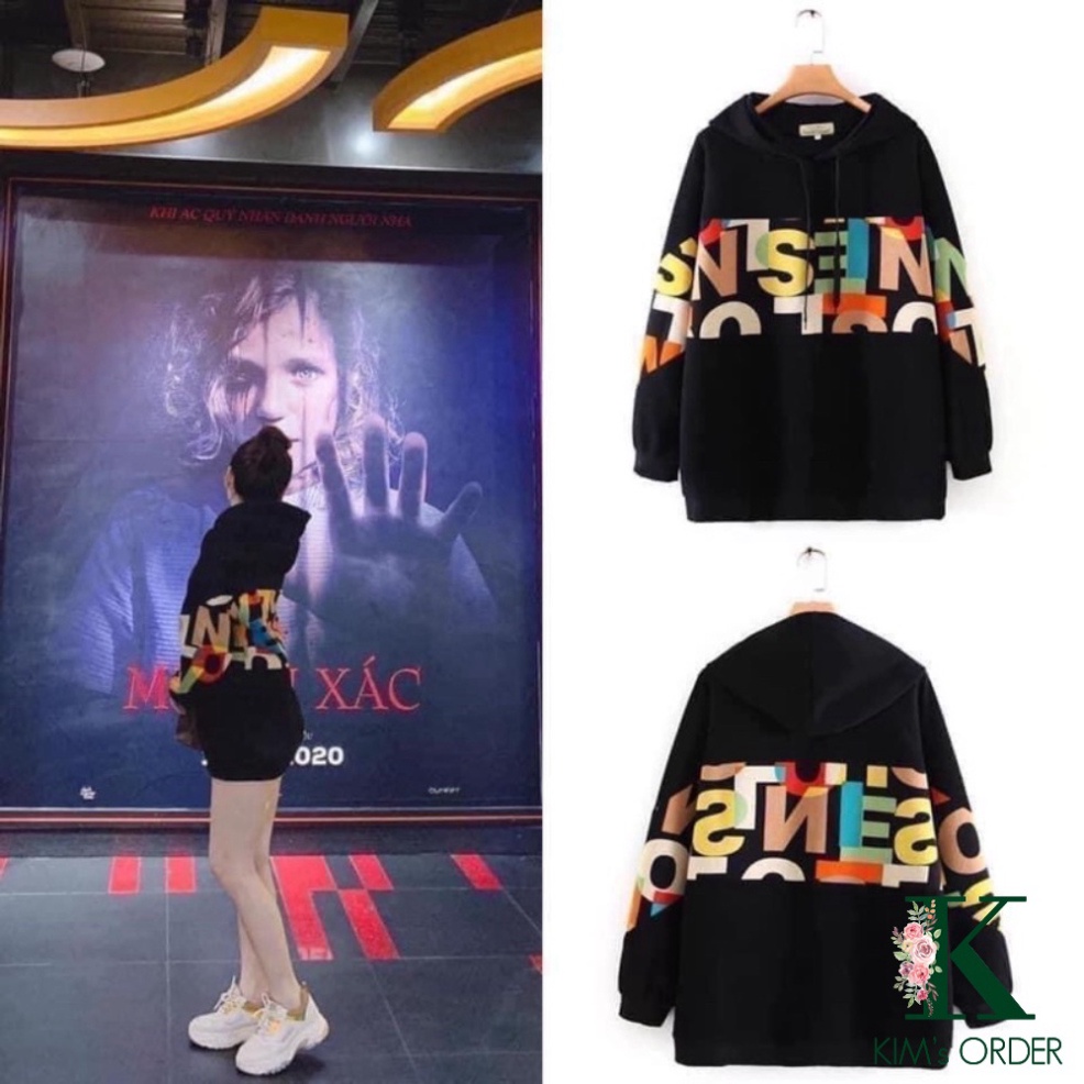 Áo Hoodie Nữ Dài Tay Màu Đen Phom Rộng Chất Nỉ Bông Dày Dặn Không Xù Có Mũ Phong Cách Hàn Quốc Thời Trang Hot Trend | BigBuy360 - bigbuy360.vn