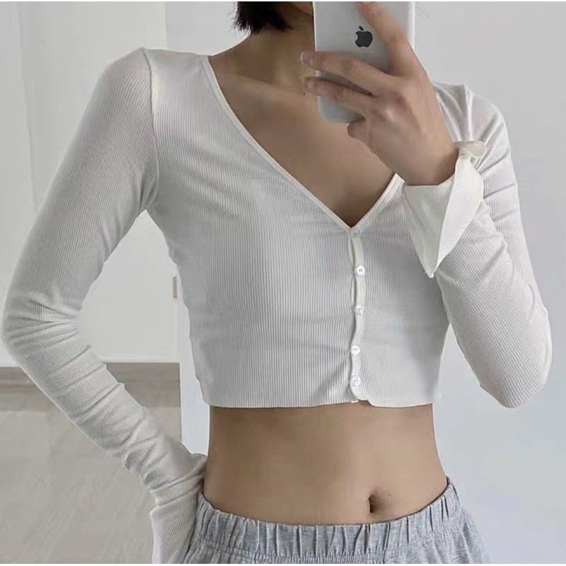 Áo Xẻ Tay Dài dáng croptop chất thun gân co giãn A2-XTD | BigBuy360 - bigbuy360.vn