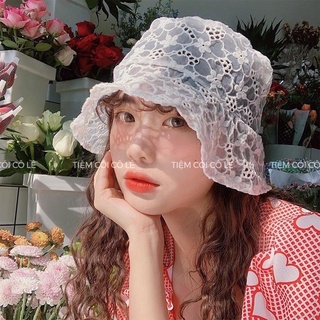 Nón mềm rũ ren hoa phong cách Hàn Quốc-Tiệm Cói Cô Lê