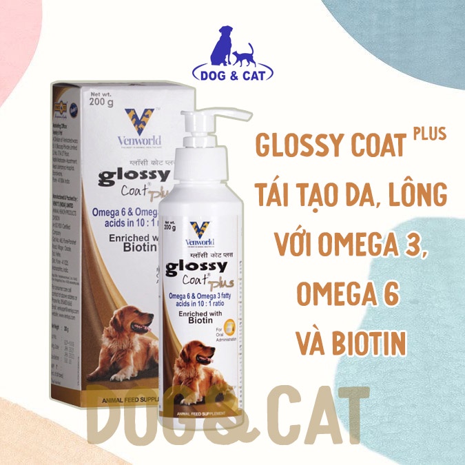 𝐆𝐋𝐎𝐒𝐒𝐘 𝐂𝐎𝐀𝐓 Bổ Da Lông (Omega 3,6 và Biotin) Giảm rụng lông - viêm da