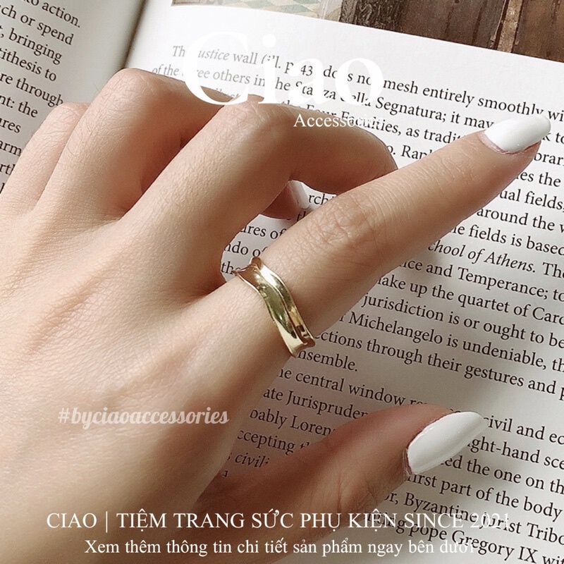 [HOẢ TỐC 1H] Nhẫn mạ bạc S925 thiết kế xoắn phong cách trendy cá tính Finn Ciao