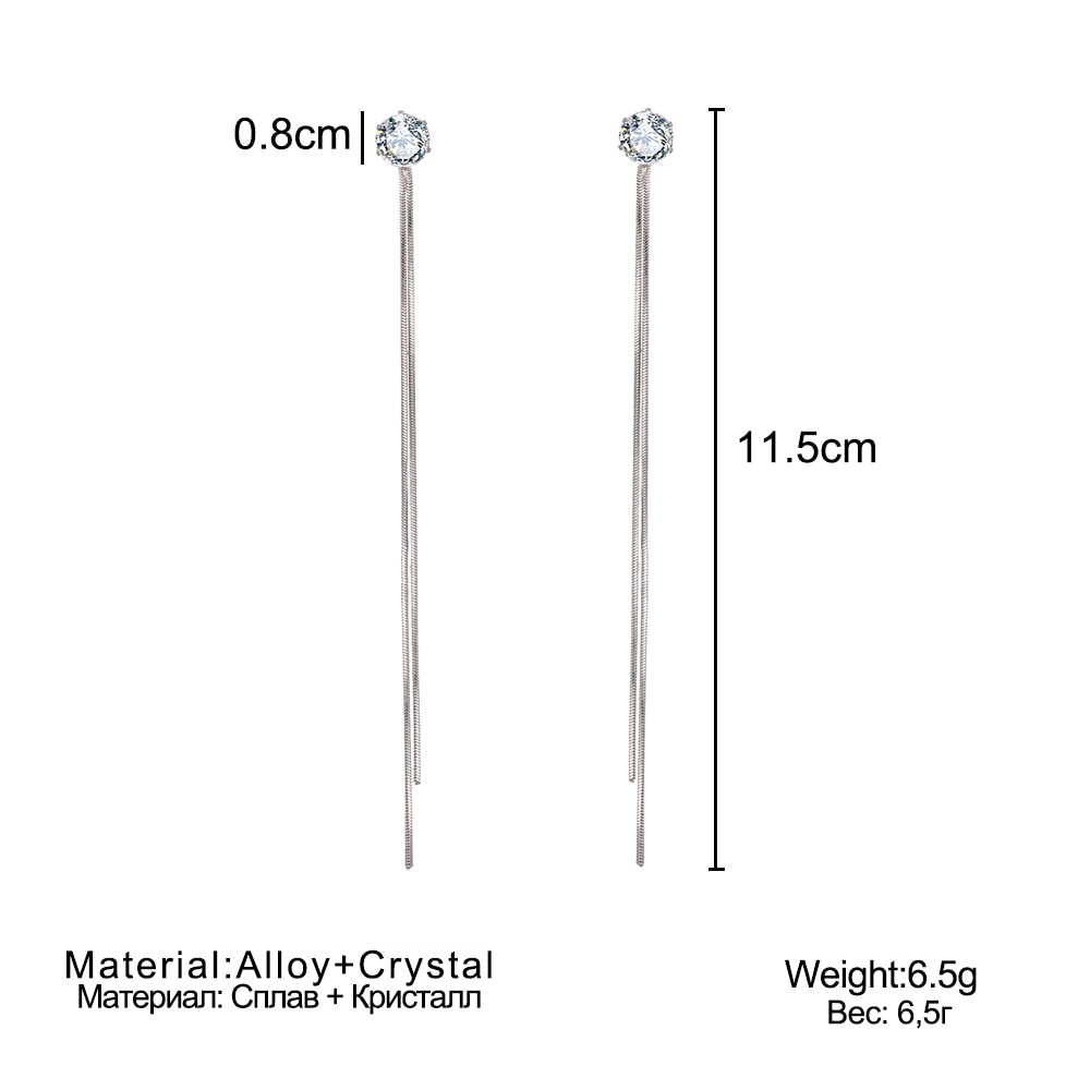 Bông Tai Mạ Bạc Dáng Dài Đính Đá Thời Trang Cho Nữ