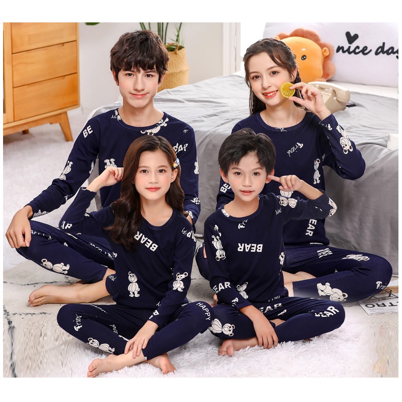 Bộ Đồ Ngủ Dài Tay Họa Tiết Hoạt Hình 90-180CM Cho Gia Đình