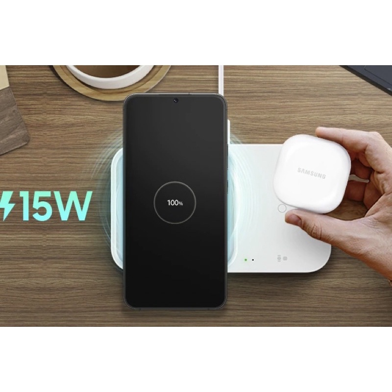 Chính hãng-Không kèm củ và cáp-Đế sạc đôi không dây 15w Super Fast Wireless Charger Duo P5400 Samsung bh 6 tháng