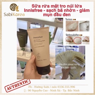 [ Hàng Auth kèm bill ] Sữa rửa mặt tro núi lửa Innisfree jeju volcanic pore cleansing foam
