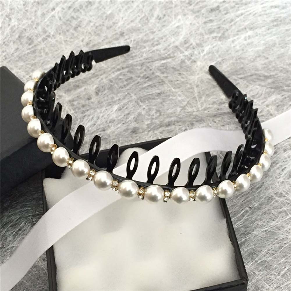 BACK2LIFE Simple Wash Face Hair Hoop Girls Hair Accessories Pearl Headband Women Toothed Non-slip Korean|Temperament Hair Band white/black