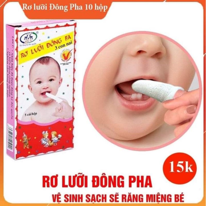 1 hộp rơ lưỡi em bé Đông Fa 3 con nai (hộp 5 cái)- tưa lưỡi cho em bé sơ sinh