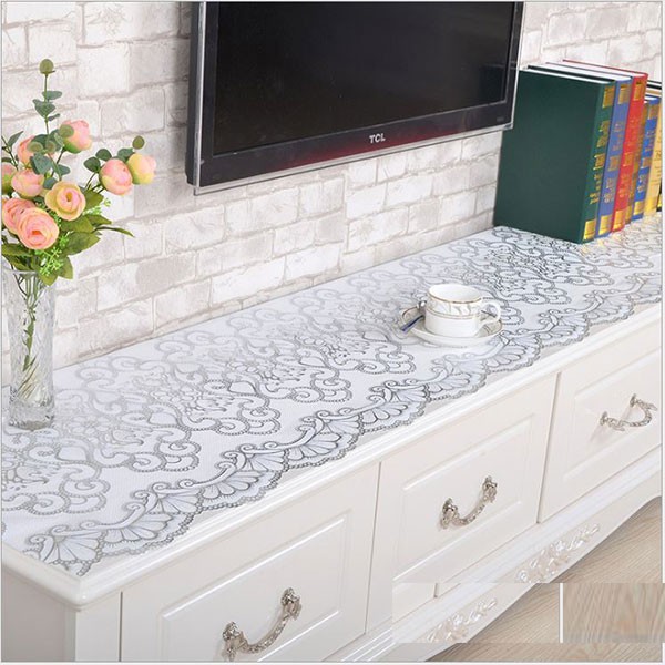 Khăn Trải Bàn Dài Kệ Tivi 50x1m-2m5 Nhũ Vàng  Chống Thấm Bẩn Sang Trọng