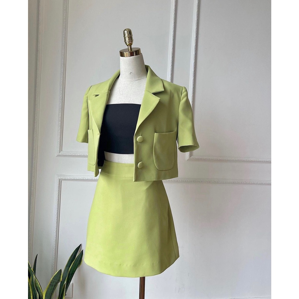 Set áo vest coptop kèm chân váy chữ A thanh lịch S001