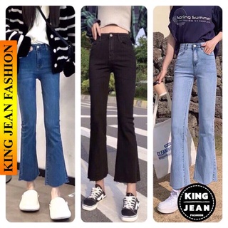 KJ02 Quần jeans bò nữ ống loe xuông đứng cạp cao co giãn phong cách Hàn Quốc Hot 2022
