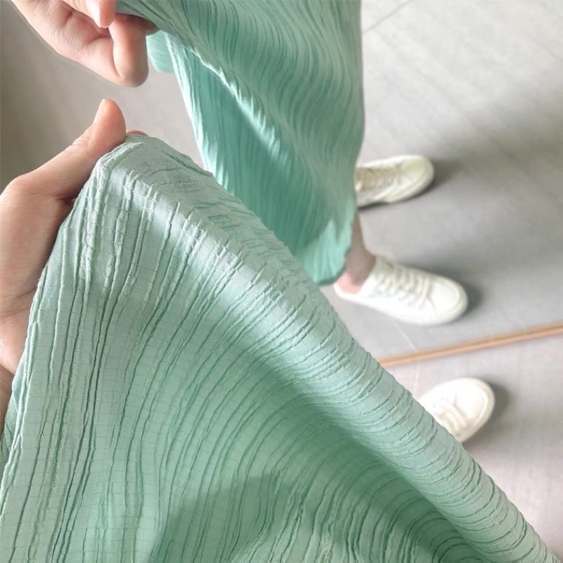 Váy Babydoll cổ tròn tay phồng xanh ngọc Xanh Mint hàng đẹp Đầm suông dáng dài phong cách Hàn quốc dành cho nữ