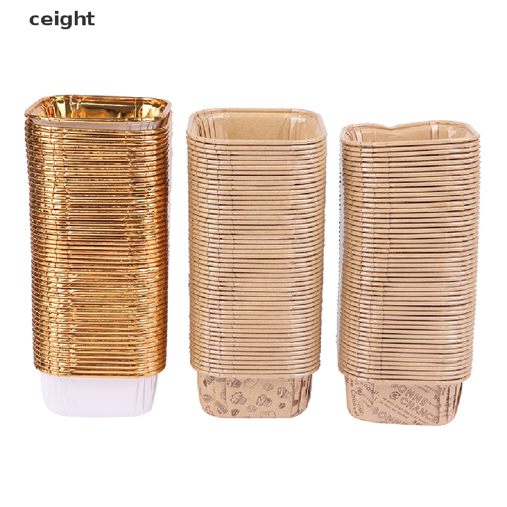 Set 50 Cốc Làm Bánh Cuộn Hình Vuông Bằng Vải Voan Chịu Nhiệt Độ Cao Chống Dầu
