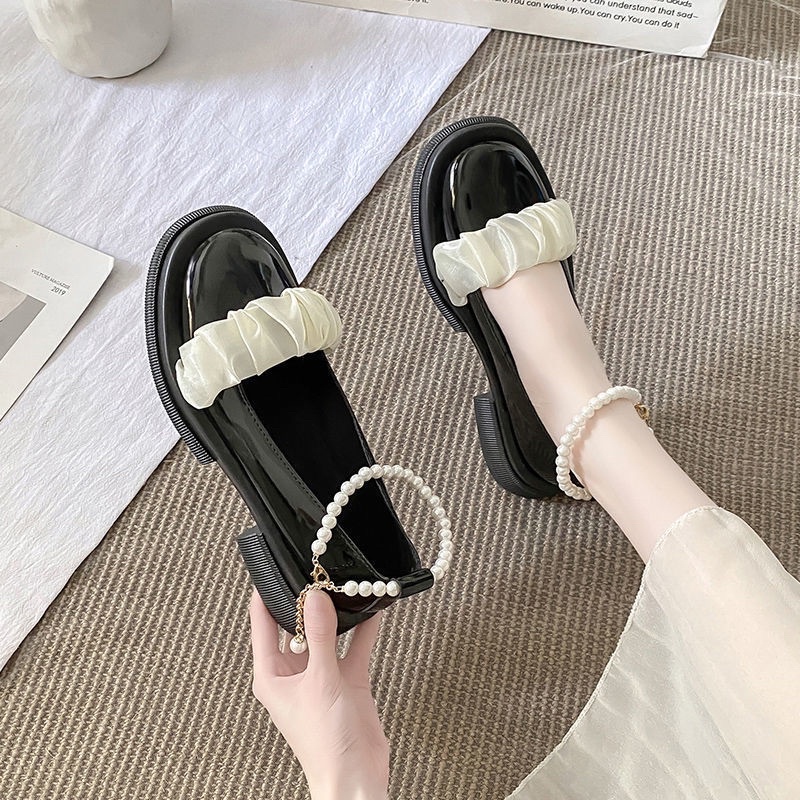 Giày lolita quai ngọc hoạ tiết bèo nhún giá rẻ chất lượng GD008