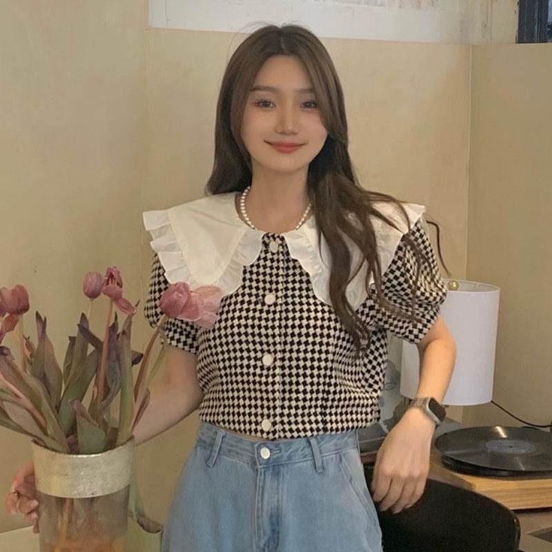 Áo Kiểu Tay Ngắn Cổ Búp Bê Thời Trang Xinh Xắn Cho Nữ  tao bao