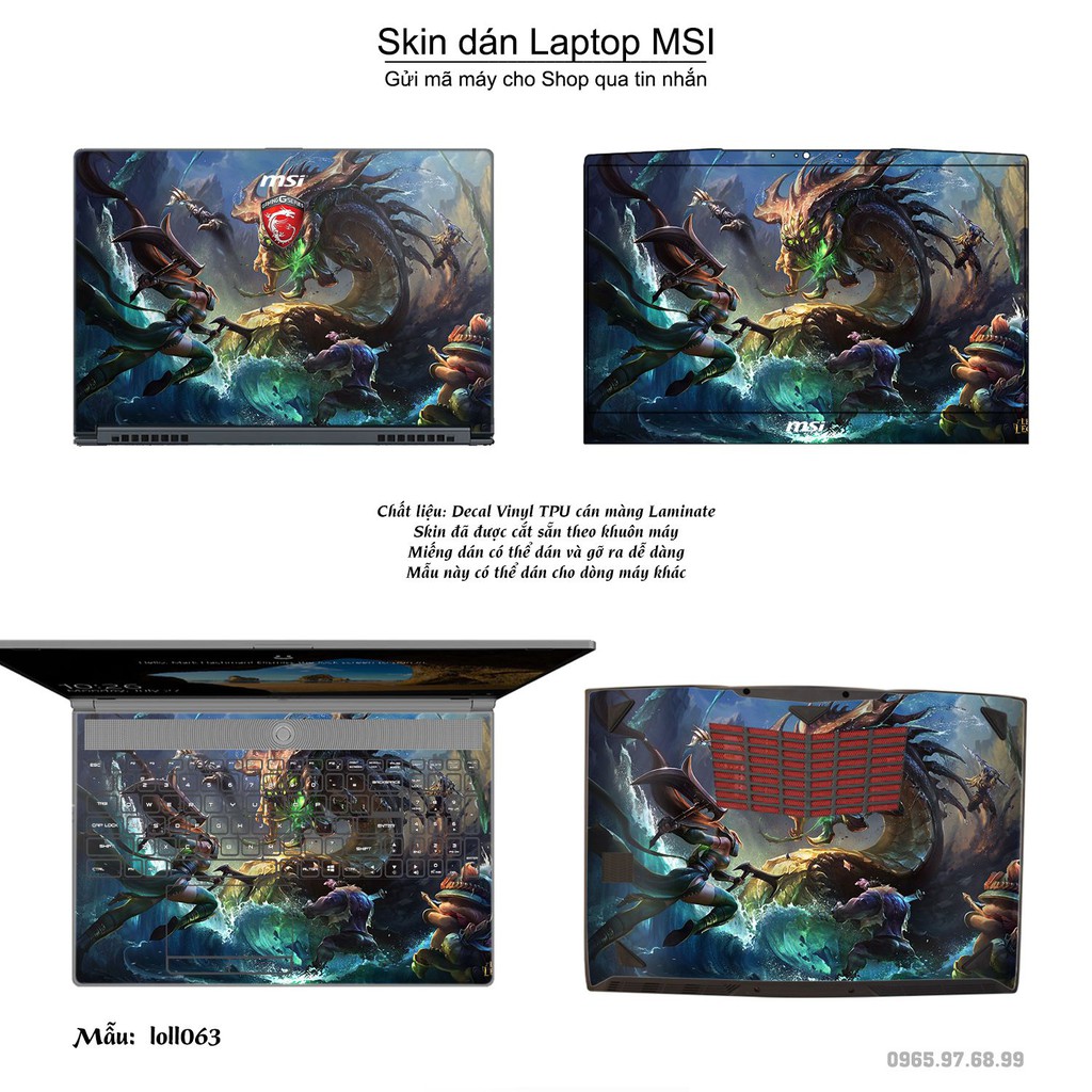 Skin dán Laptop MSI in hình Liên Minh Huyền Thoại nhiều mẫu 8 (inbox mã máy cho Shop)