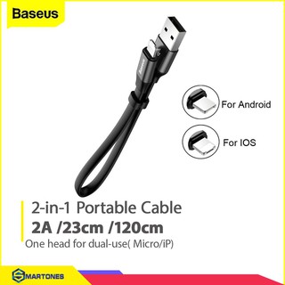 Cáp đa năng baseus 2 in 1 lightning và micro usb dây dẹt 2a 120cm