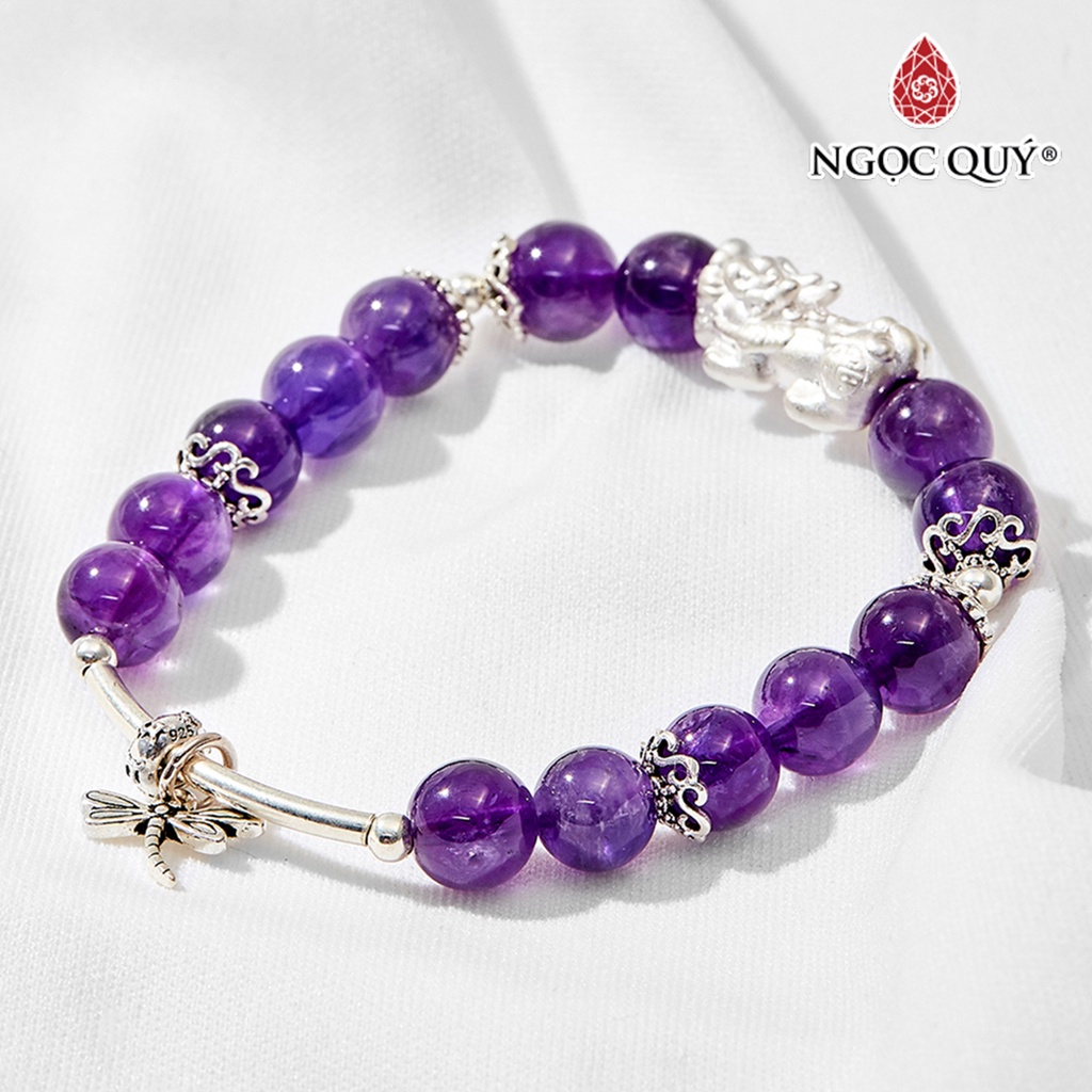Vòng tay TA tím charm tỳ hưu - Ngọc Quý