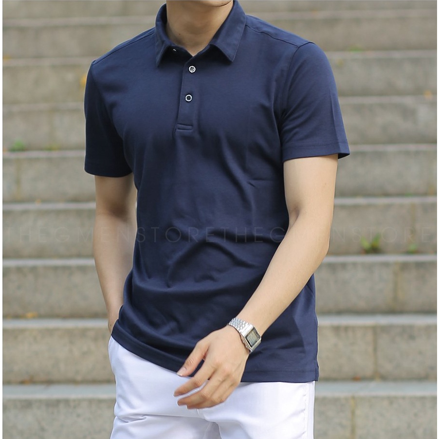 Áo Polo nam trơn OKU , Áo phông nam chất cotton thoáng mát, thấm hút mồ hôi