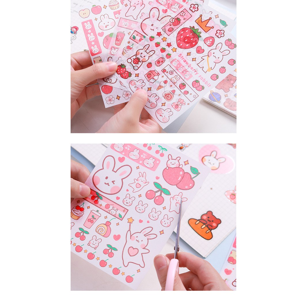 Set 4 tấm Sticker trang trí kệ, tủ, sách, vở...siêu xinh, nhiều hình.