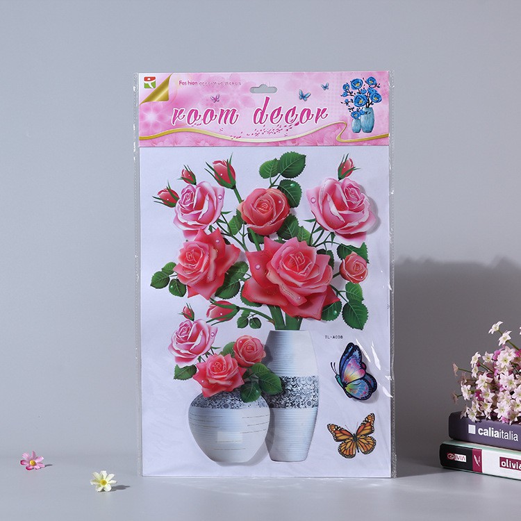 Tranh Dán Tường 3D Hình Bình Hoa, Có Sẵn Keo Dán, Đủ 12 Mẫu Bình Hoa Đẹp Mắt | BigBuy360 - bigbuy360.vn