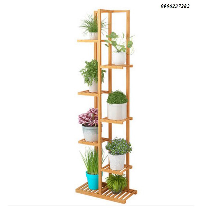 Kệ/vách trang trí ziczac bằng tre 7 tầng