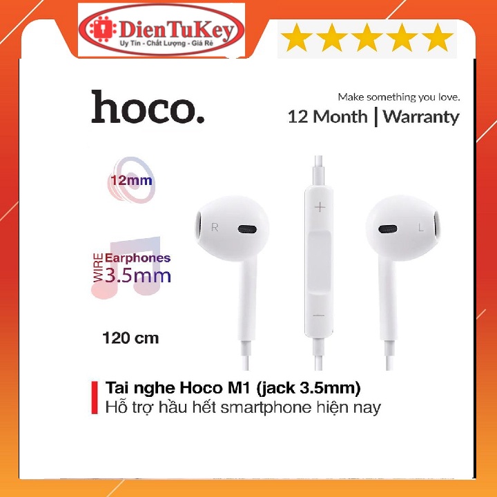 Tai Nghe Nhét Tai Hoco M1 Nhét Tai in ear Chơi Game Chống Ồn Super Bass tương thích các dòng điện thoại jack 3.5