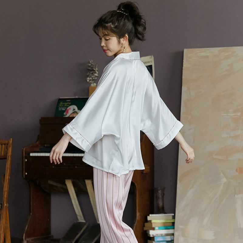 Bộ Đồ Ngủ Tay Cánh Dơi In Hình Mèo Dễ Thương Cho Nữ