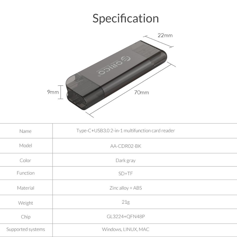 Đầu Đọc Thẻ Nhớ Orico Usb 3.0 2 Trong 1