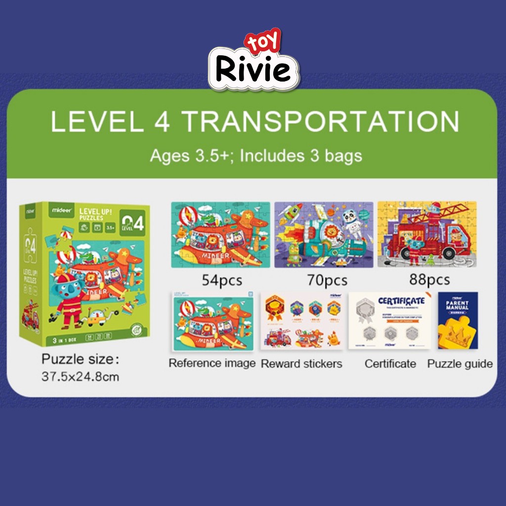 MIDEER - Bộ đồ chơi xếp hình thông minh cho bé 7 cấp độ - Level UP Puzzles