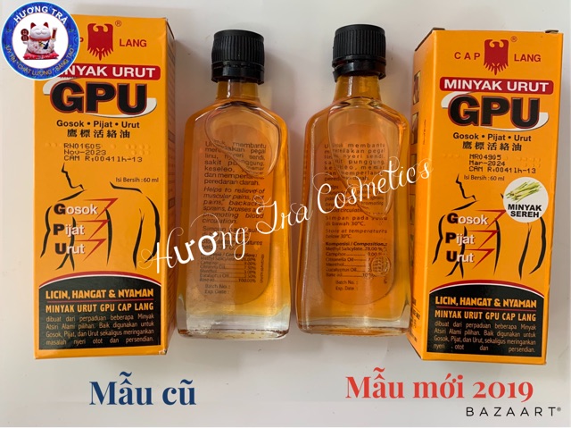 Dầu gừng hương sả trị đau xương khớp GPU Liniment Oil 60ml