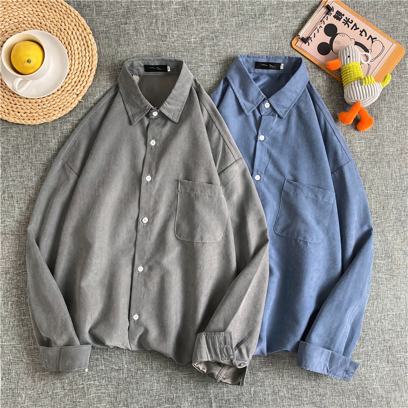 Áo sơ mi màu trơn dài tay thời trang Hàn Quốc năng động size M-3XL