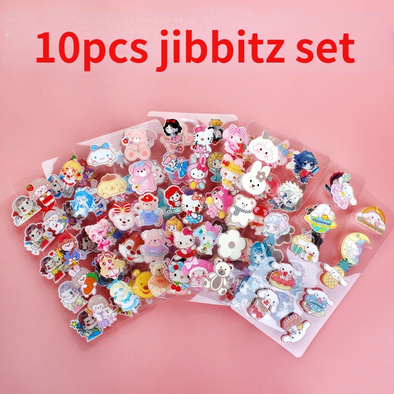 Jibitz Bộ 10 Phụ Kiện Hình Anime Demon Slayer Shoe Charm Kuromi Jibitz croc Cho Giày Phụ Nữ