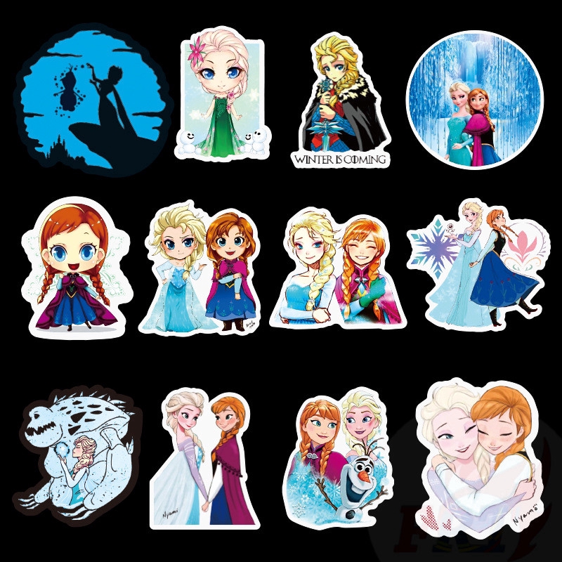 100Pcs/Set ❉ Frozen - Series A Disney Princess：Anna &amp; Elsa Stickers ❉ Pop Classical Cartoon Movie DIY Fashion Luggage Laptop Skateboard Decals Doodle Stickers